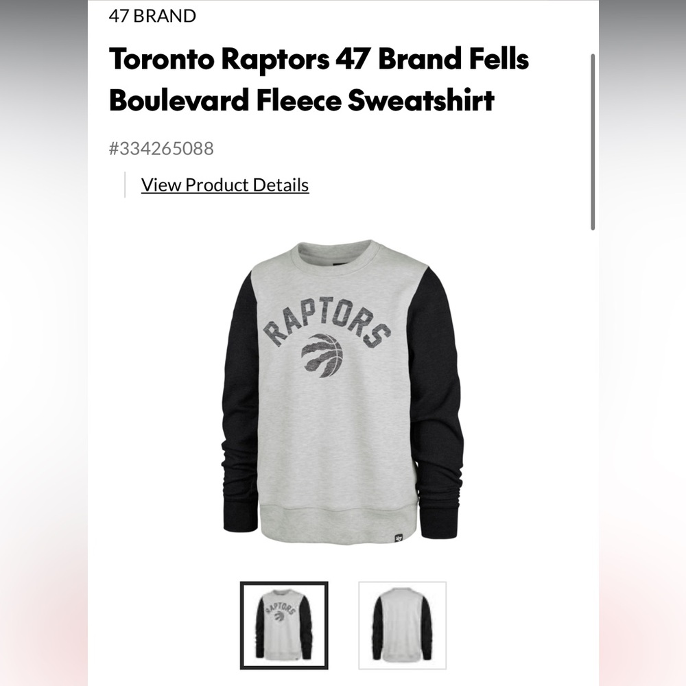 47 Brand Toronto Raptors Fleece Crewneck Sweater